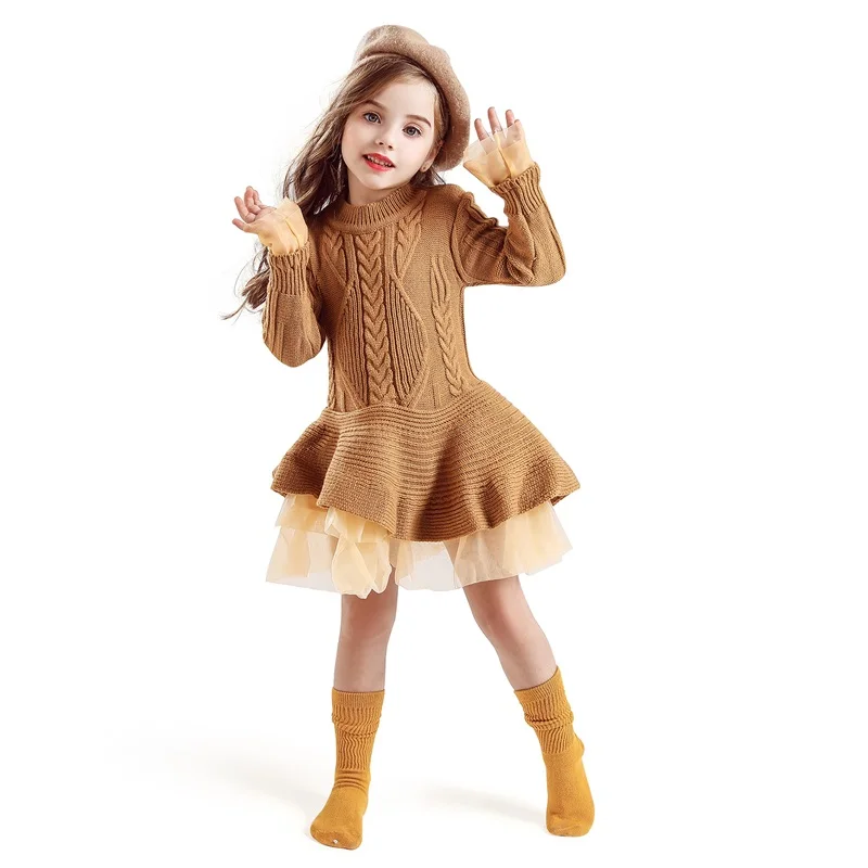 Winter Long Sleeves Kids Dresses For Girs Casual Wear Flower Girls Dress Princess Dress Daily Party Clothes Children's Clothing - Color: Only dress  3