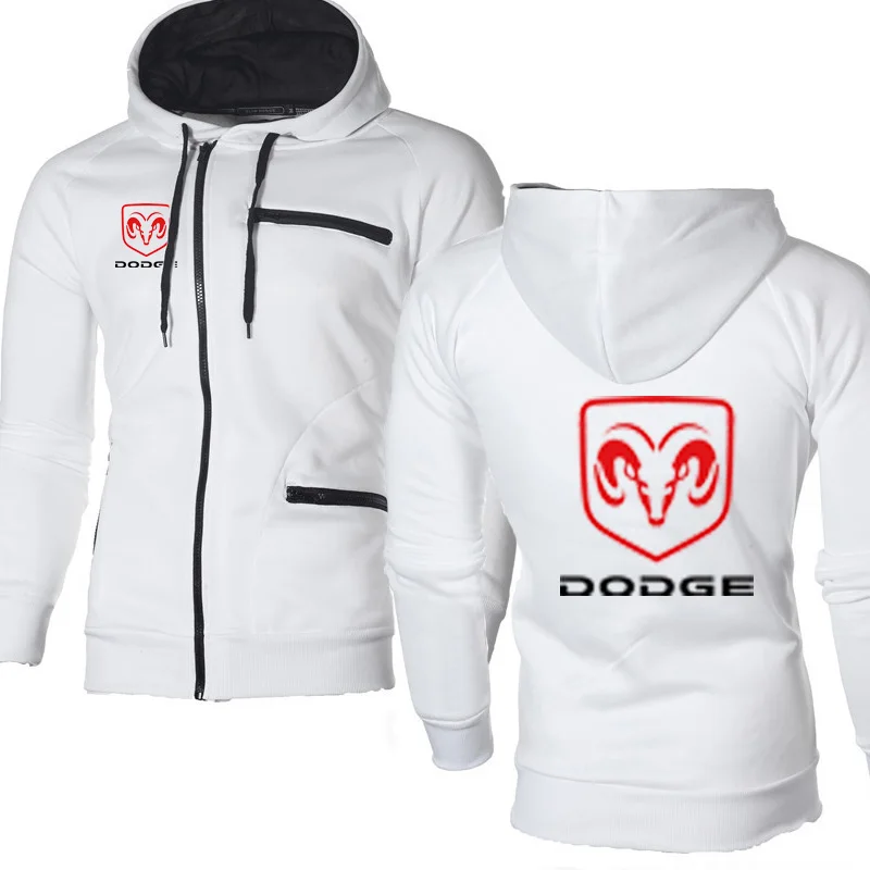 Толстовки для мужчин Dodge Car Logo Толстовка Новая мода Dodge весна осень флис хлопок куртка на молнии хип хоп Harajuku мужской Clo - Цвет: Белый