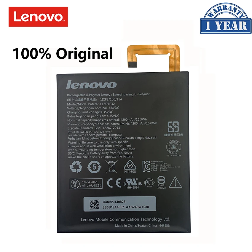 100% Оригинальный 4290 мА/ч L13D1P32 для Lenovo Lepad A8-50 A5500 Tab S8-50 TB3-850F TB3-850M батареи Bateria |