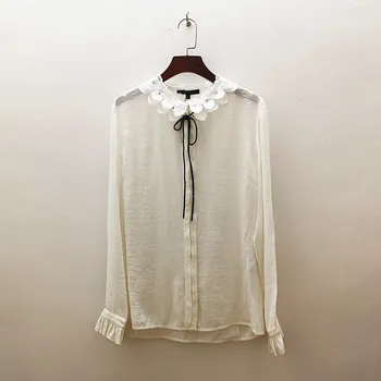 

Women Shirt 2019 Autumn and Winter New Small Fresh Lace Collar Wild Simple Solid Color Sweet Top