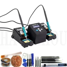 YOUYUE 3600 двойной паяльники цифровая паяльная станция с 2-х канальный ручка для детей ростом 95-400 градусов Регулируемый Температура