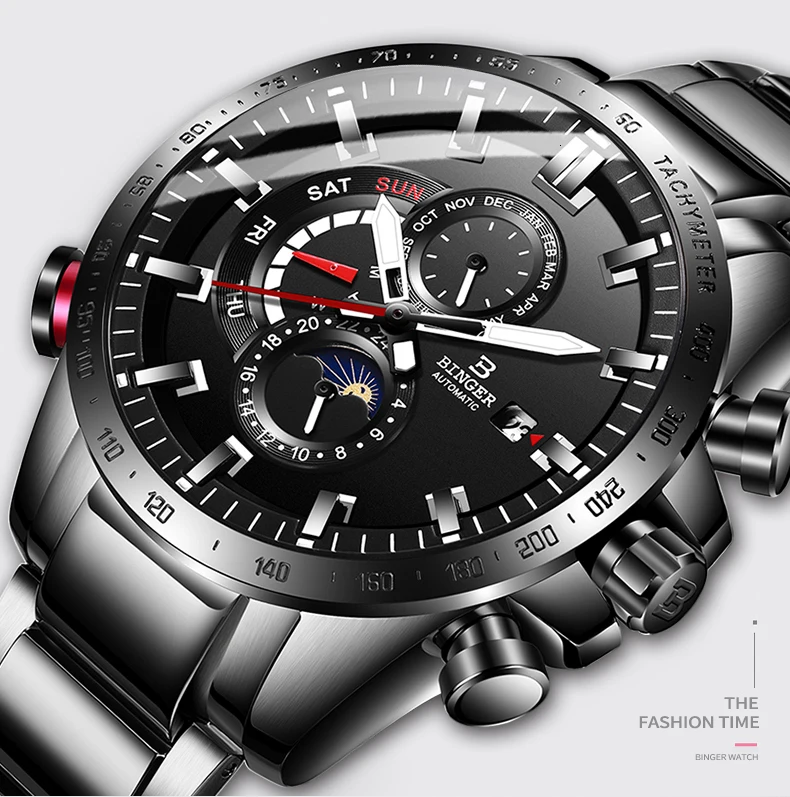 Швейцарские автоматические часы для мужчин Бингер Механические мужские s часы лучший бренд класса люкс военные часы Relogio Masculino montre homme