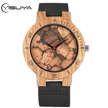 

YISUYA Creative Burned Paper Style Men's Watches Modern Wooden Retro Bamboo Wooden Watch Casual Male Clock Relogio Masculino