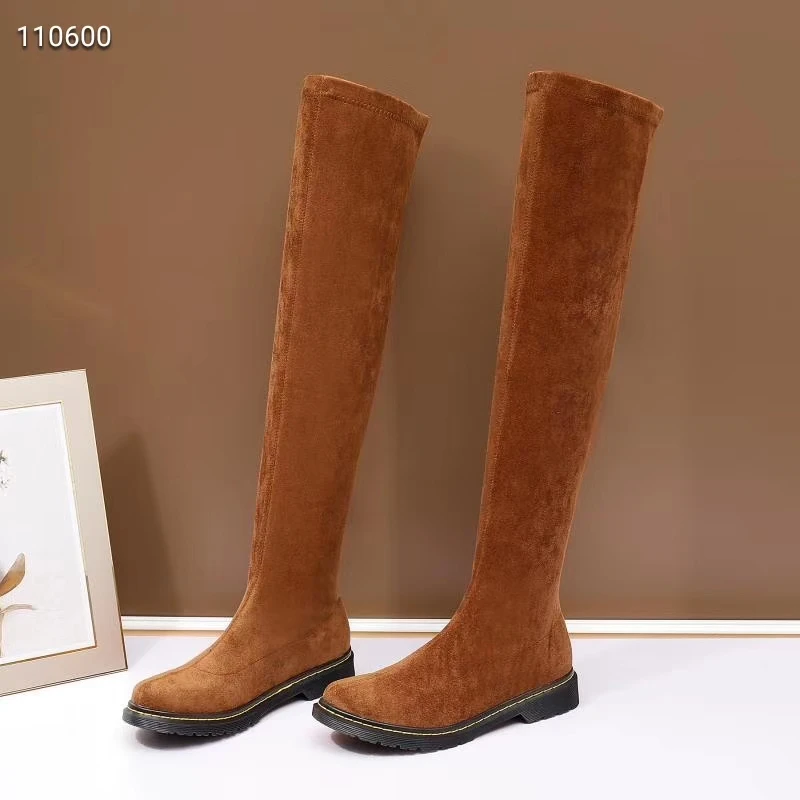 Caramel Silla линейки; коллекция года; Подиумные эластичные сапоги с круглым носком; женские Сапоги выше колена без застежки; женские высокие сапоги; женские рыцарские сапоги - Цвет: Caramel