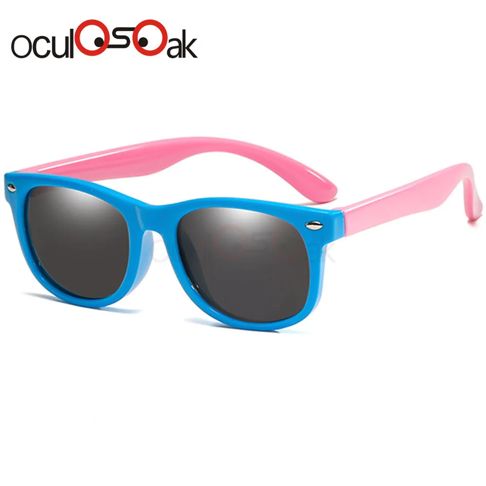Navy Blue Pink Зеркальные очки детские TR90 мальчики девочки поляризационные силиконовые защитные солнцезащитные очки подарок для детей Детские UV400 Gafas - Цвет линз: Navy Blue Pink