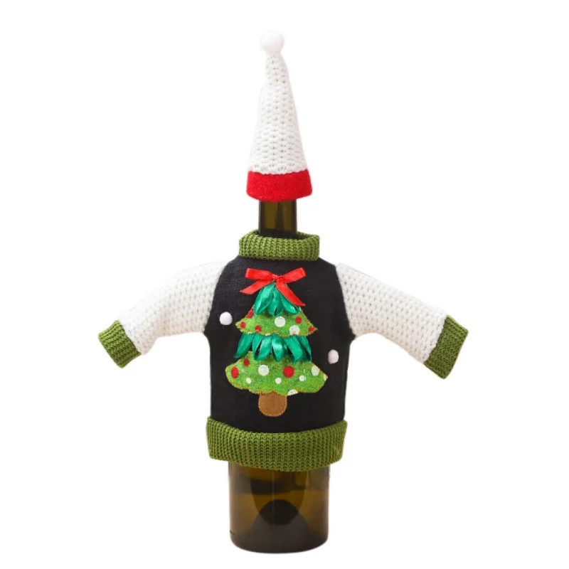 Рождественская бутылка вина крышка вязаный свитер Санта бутылка вина крышка для свитера вечерние украшения крышка бутылки вина