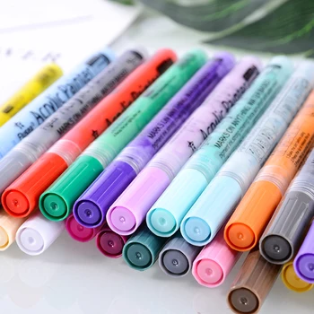 

28 Colors/Set 0.7mm Acrylic Paint Marker Pen For Ceramic Rock Glass Porcelain Mug Wood Fabric Canvas Painting