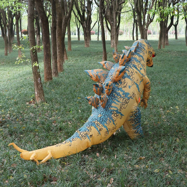 Fantasia de Dinossauro Inflável Casa de Uma Peça Passeio T Rex Air Blow Up  Divertido Vestir Festa Halloween Fantasia Infantil(4-6 anos)