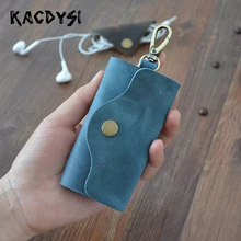 Ручной работы винтажный из натуральной кожи унисекс держатель для ключей качественный мужской мешочек с брелоком сумка маленькая Женская Ключ безопасная вешалка простые брелоки Новинка