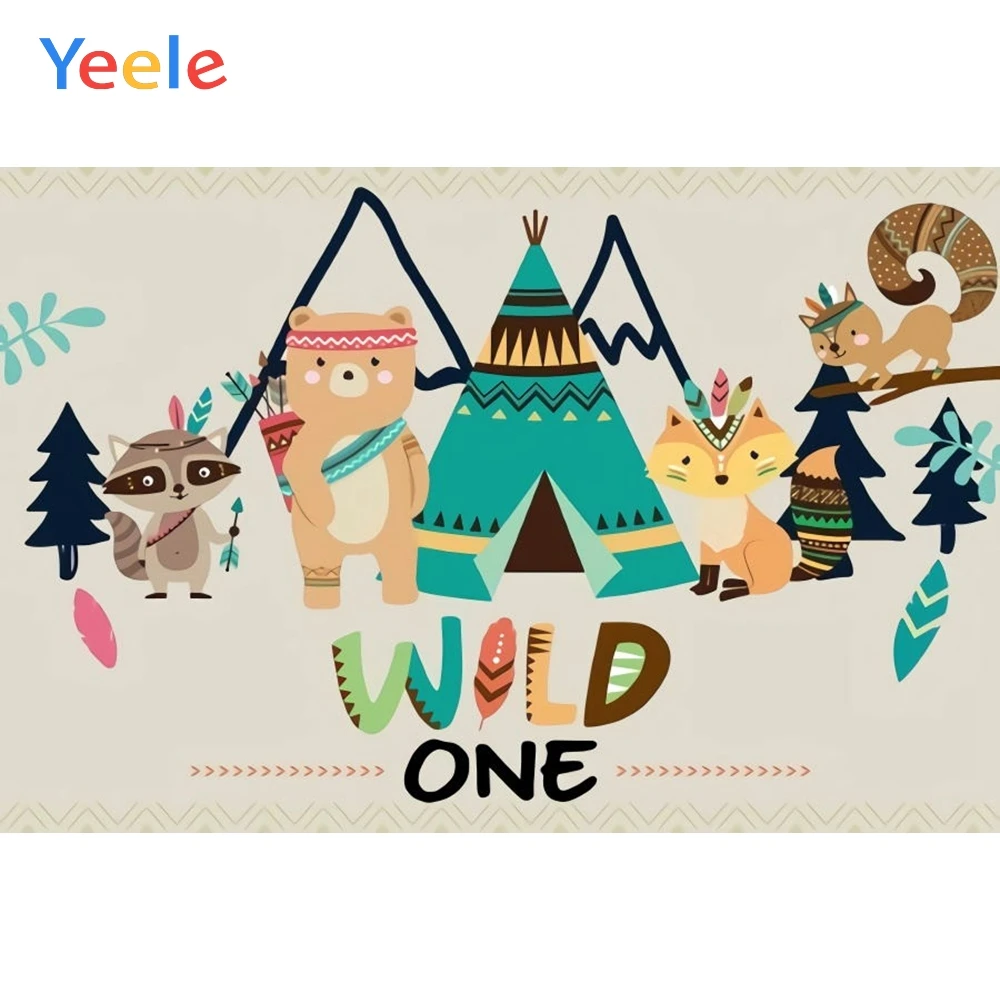 

Wild One Jungle Forest Woodland Newborn Baby Photography Backdrop Fox Animal Tent Birthday Party Vinyl Background Photophone