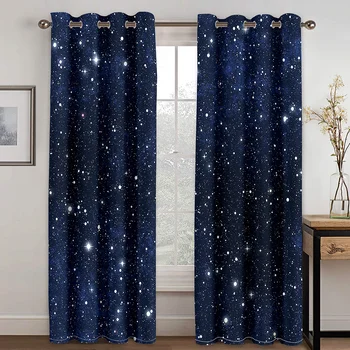 

Living Room Bedroom Galaxy Star Print Curtain Suitable for Living Room, Bedroom Kitchen Home Decoration Adult Children Curtain
