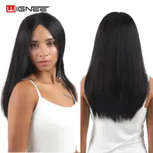 Wignee Hand Tied Remy Brazilian Wig Long Straight Hair Human Wigs For Black/White Women Middle Part Glueless Lace Human Hair Wig
