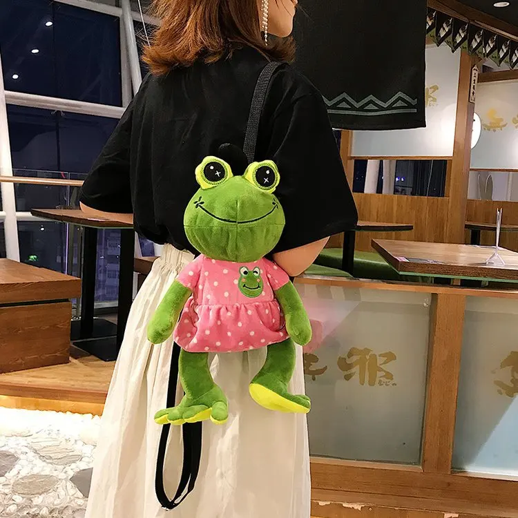

INS Plush Super Fire Backpack COUPLE'S Backpack Cute Adorable Fun Doll Men And Women Frog LOVER'S Bag