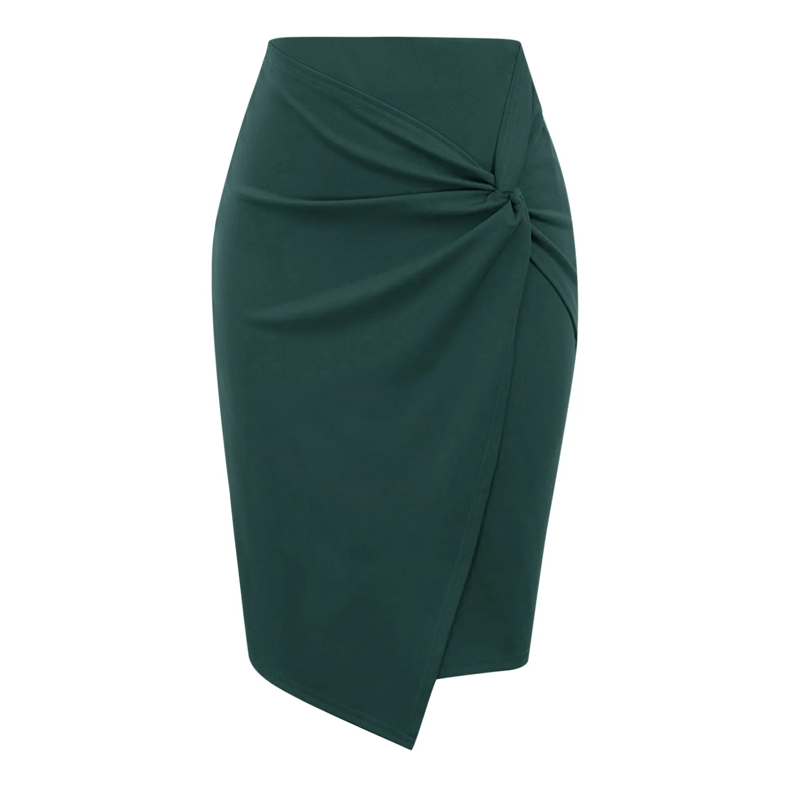 Women's Elegant Office Solid Color Twisted Pencil Skirt Ruffle Short Dress Elastic Faldas Ladies Midi Skirts Sexy Girl Женский 2