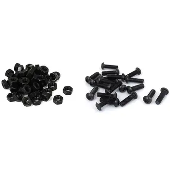 

M6 Carbon Steel Grade 8 Hexagon Hex Nut Black 50Pcs with M6X20mm Button Head Hex Socket Cap Screw Bolt Black 50Pcs