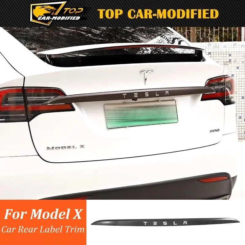 Car Rear Spoiler Tail Wing Modification Accessories 100% Carbon Fiber Car Body Rear Label Trim Sticker For Tesla Model X