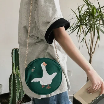 

Women Round Crossbody Bag Women's Diagonal Crossbody Bags For Women Canvas Female Round Metal Zipper Phone Purse Bags