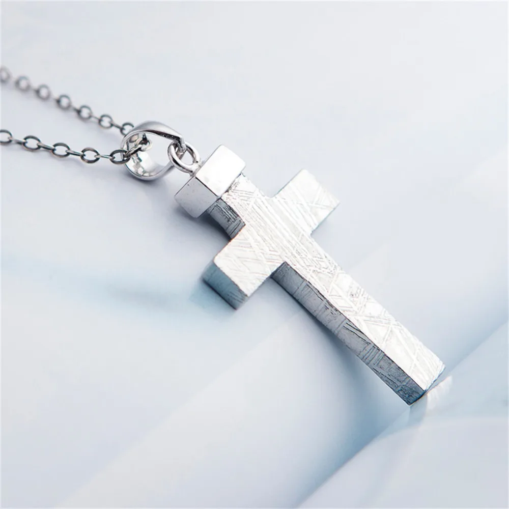 Natural Gibeon Iron Meteorite Cross Shape Necklace (6)