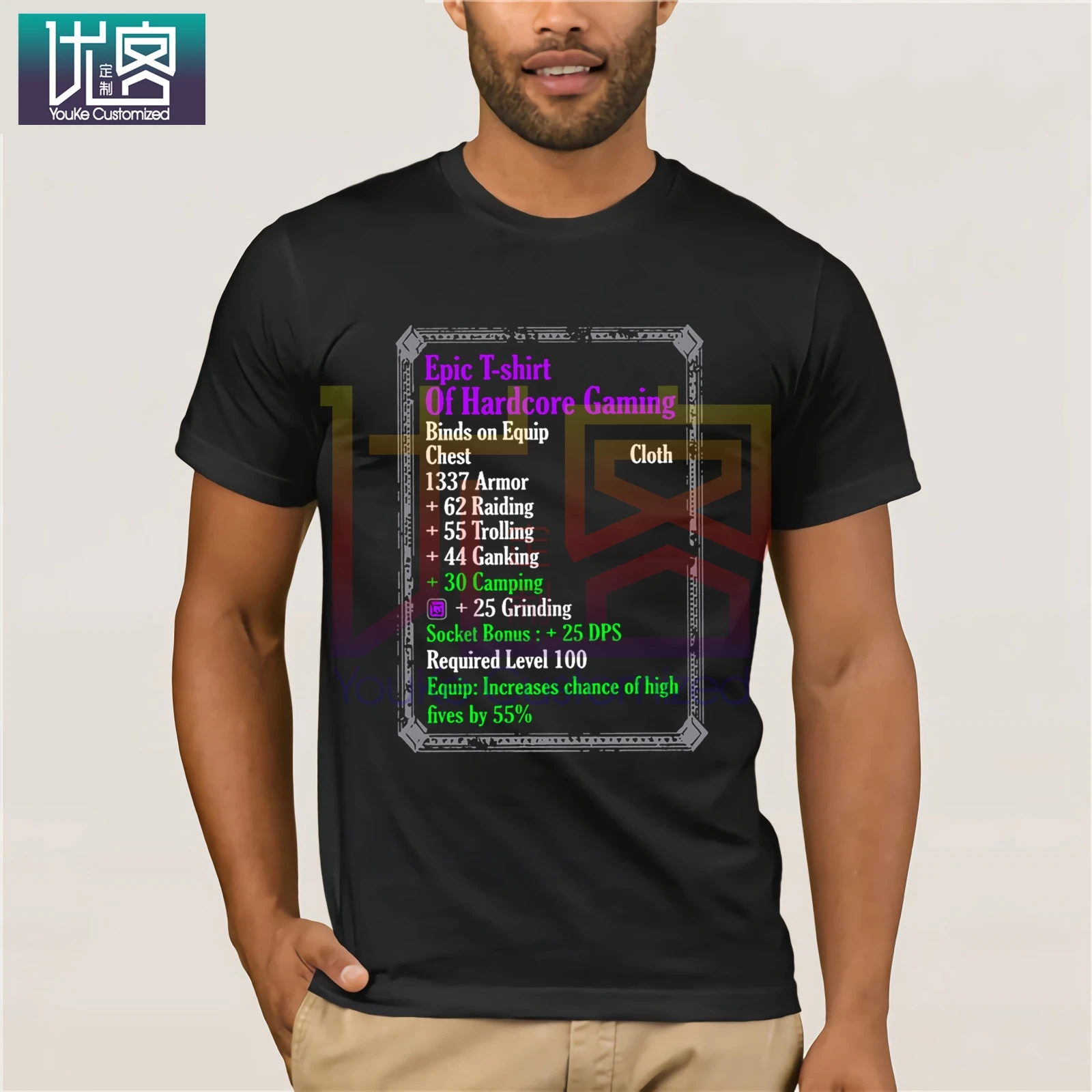 

Unisex World of Warcraft Epic T-Shirt of Ganking t-shirts men tshirts HarajukuMen's Casual T Shirts Masks Words Hip Hop Tops Tee