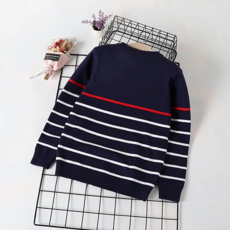 

Childrenswear 2019 New Style Autumn And Winter BOY'S Stripes Sweater CHILDREN'S Pullover Crew Neck Big Boy Sweater