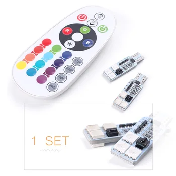 

Unviersal Car DC12V 6 Super T10 5050 RGB Colorful SMD LED Light Bulb 360 Degrees + Wireless Remote Controller w/ Battery CR2025