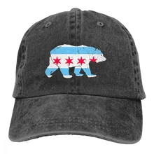 Chicago Flag Bear Casquette черные унисекс Мужские Женские джинсовые бейсболка с ремешком кепки регулируемые Гольф папа шляпа