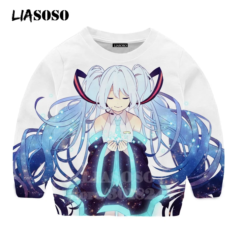 LIASOSO детей толстовки 3D принт аниме девочка Hatsune Толстовка Miku; Singer для мальчиков и девочек уличная Топ для маленьких детей, свитер для подростков B174-30