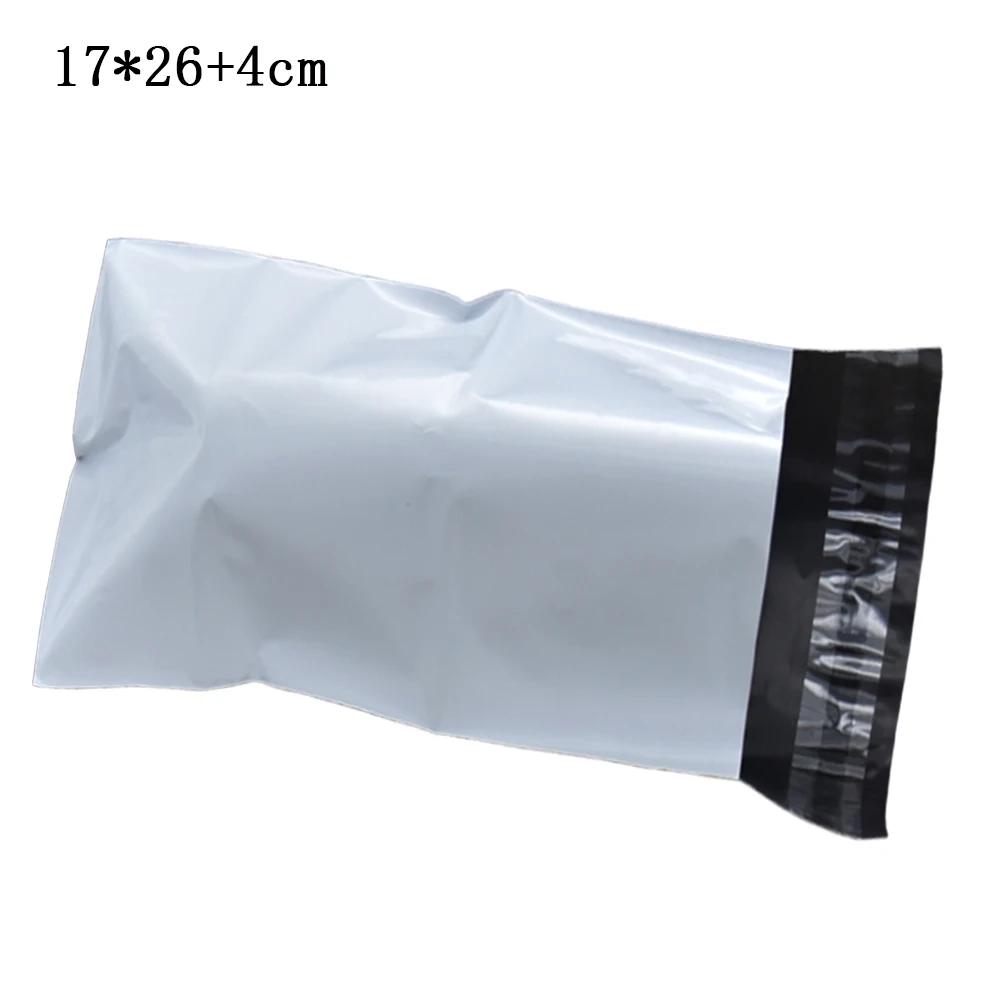 

100pcs 17*26+4cm White Self Adhesive Courier Packing Pouch Plastic Express Shipping Plastic Bag