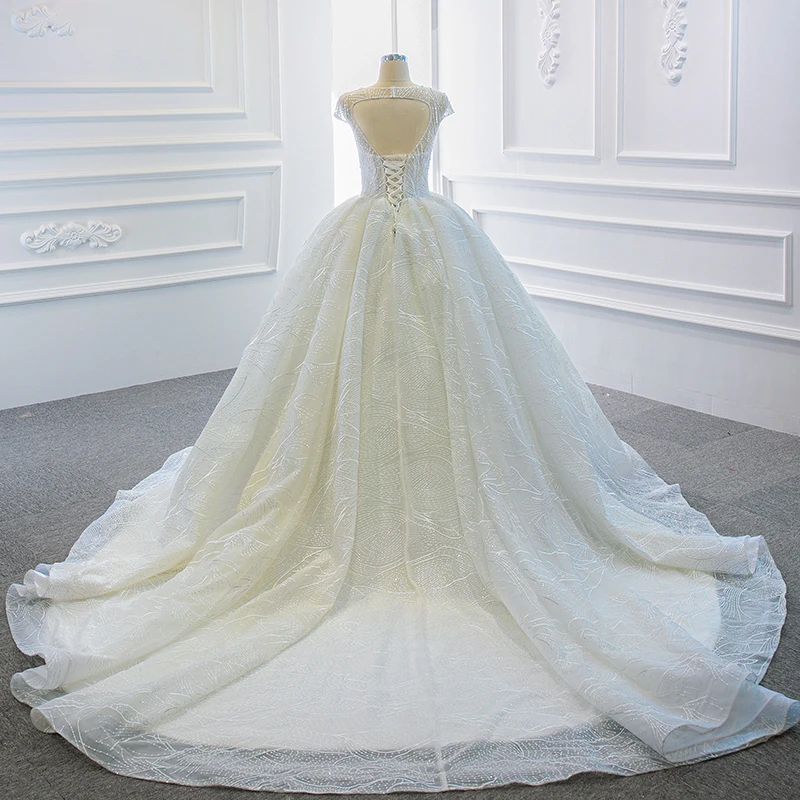 J67016 Jancember Princess Bridal Gown Wedding Dresses O Neck Short Sleeve Tulle Perspective White платье белое vestidos de noiva 2