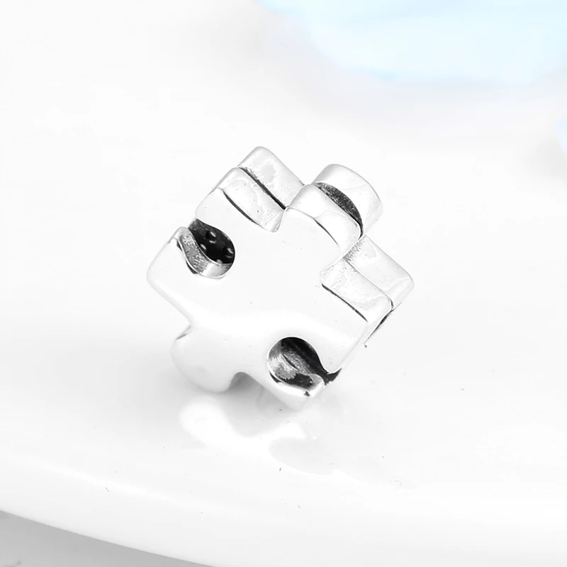 925 пробы серебро Lucky Puzzle квадратные зажимы талисманы из бисера Изготовление ювелирных изделий Подходит Оригинальное отражение браслет