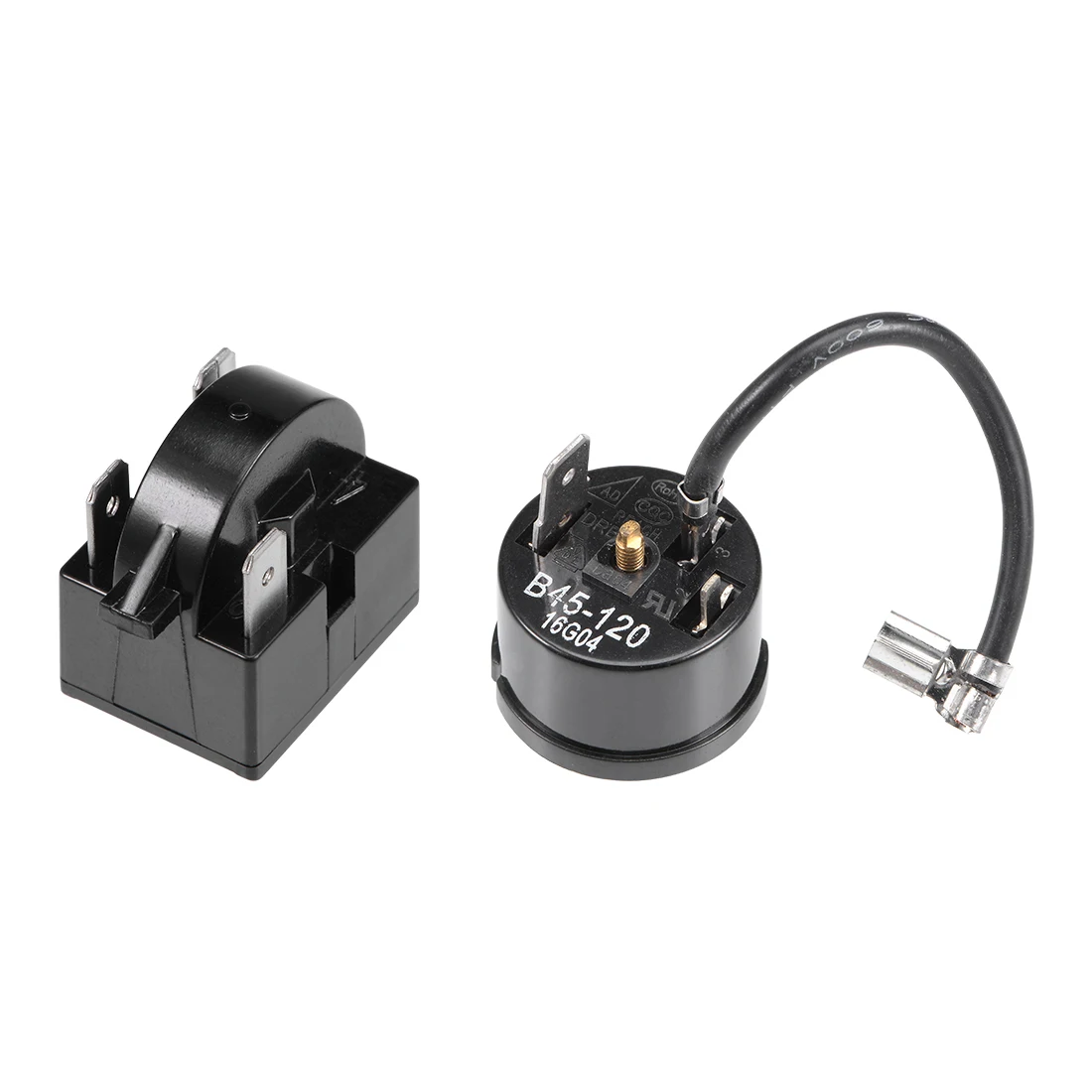 

uxcell 1Pcs Refrigerator Starter Relay 12-33 Ohm 2-4 Pin + Compressor Thermal Overload Protector Black Low profile