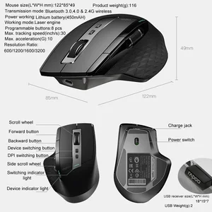 Image 5 - Rapoo MT750L/MT750S Mouse Wireless multimodale ricaricabile facile da passare da Bluetooth a 2.4G fino a 4 dispositivi per PC e Mac