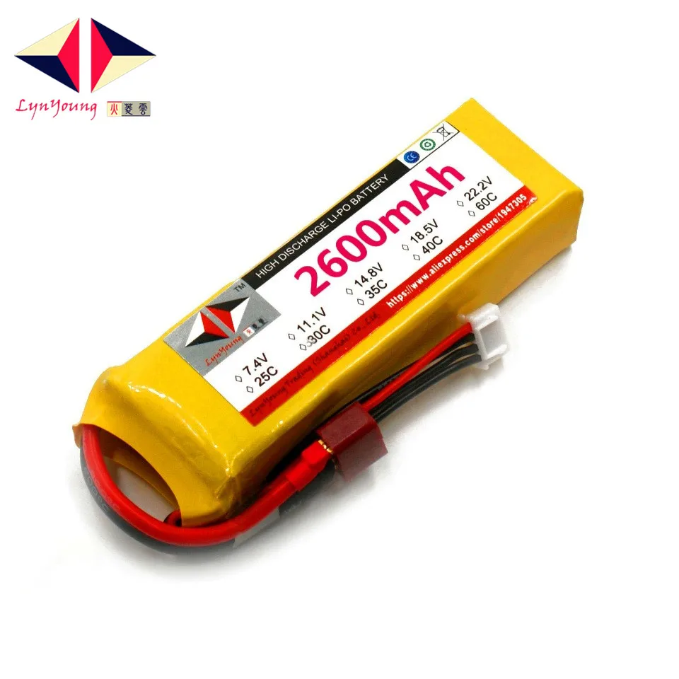 

LYNYOUNG 7.4v RC UAV lipo battery 2S 2600mAh 25C 30C 35C 40C 60C for Quadcopter Drone Car Airplane Truck