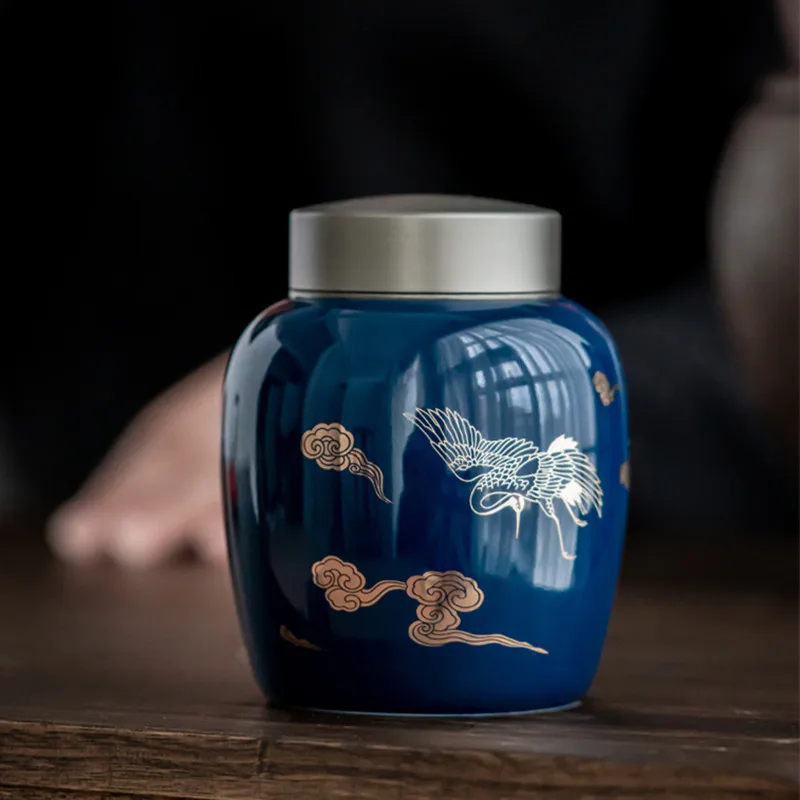 Funeral Cremation Urns for A Small of Pet Ashes and Memorial Hand-Painted Ceramics Sealed jar Burial Urns at Home cremation urn