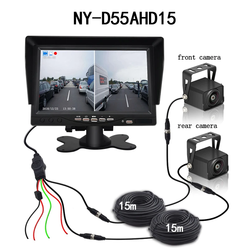 monitor 2 camera AHD Запись DVR 7 дюймов монитор с верхней тележки трейлер двойное изображение заднего вида камера Поддержка SD карты QXNY разрешение 1024*600 - Название цвета: monitor 2 camera