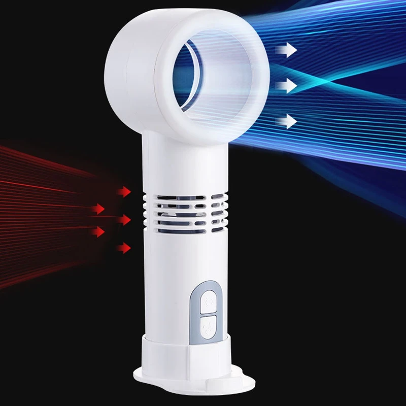

USB Handheld Mini Cooler Leafless Fan Rechargeable Portable Desktop Lighted Air Cooler Three Tooth Leafless Fan
