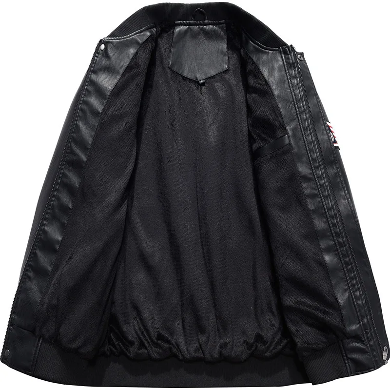Мужская Новая бейсбольная куртка из искусственной кожи со стоячим воротником, весенняя и осенняя модная повседневная мотоциклетная одежда