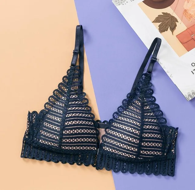 Blue bra CXZD, сексуальный кружевной комплект с бюстгальтером, бюстгальтер с открытой спиной и трусики, комплект с застежкой спереди, бесшовные трусы с эффектом пуш-ап, женское нижнее белье, комплекты беспроводного нижнего белья - Цвет: Blue bra