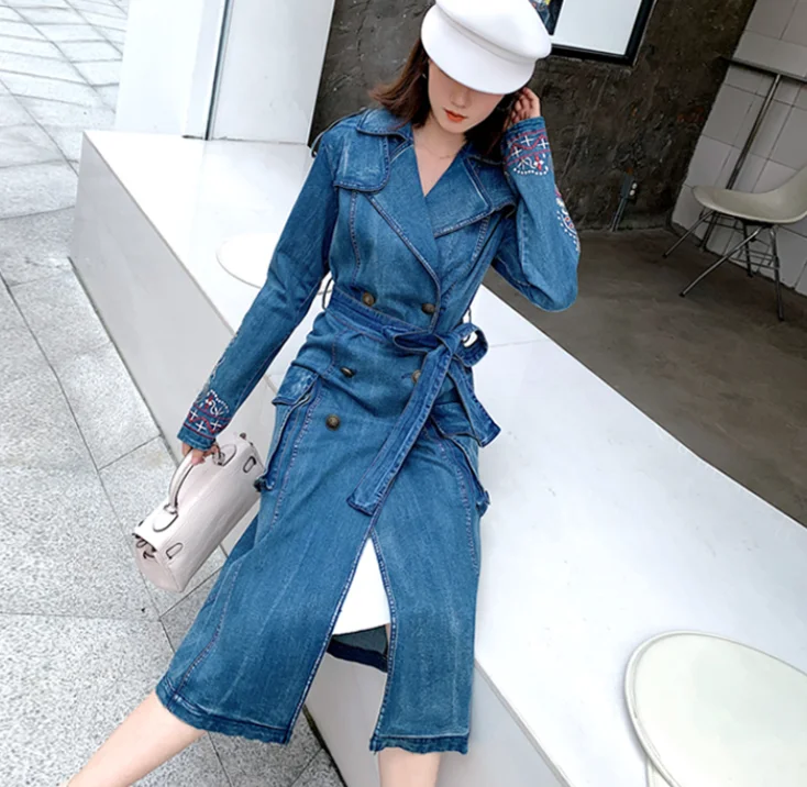 Mantel Jas Hujan Denim Bordir Antik 