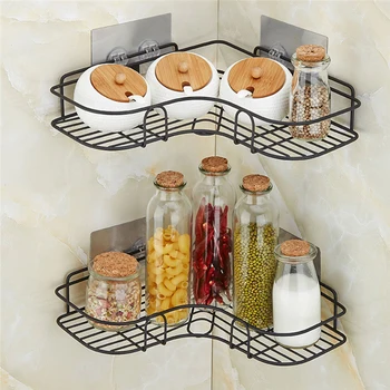 

Corner Rack Corner Rack Bathroom Wall Hanging Iron Art Storage Rack Kitchen Tripod Without Punching