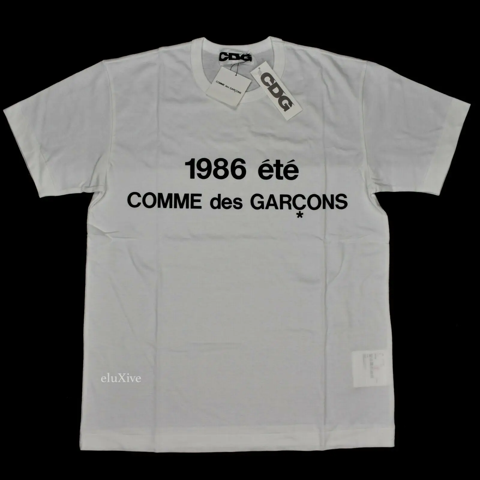 

NWT comme des carcons nercdg JAPAN White 1986 ete Logo Print T-Shirt L XL AUTHENTIC Long Sleeve Hoddies unisex hoddie short slee