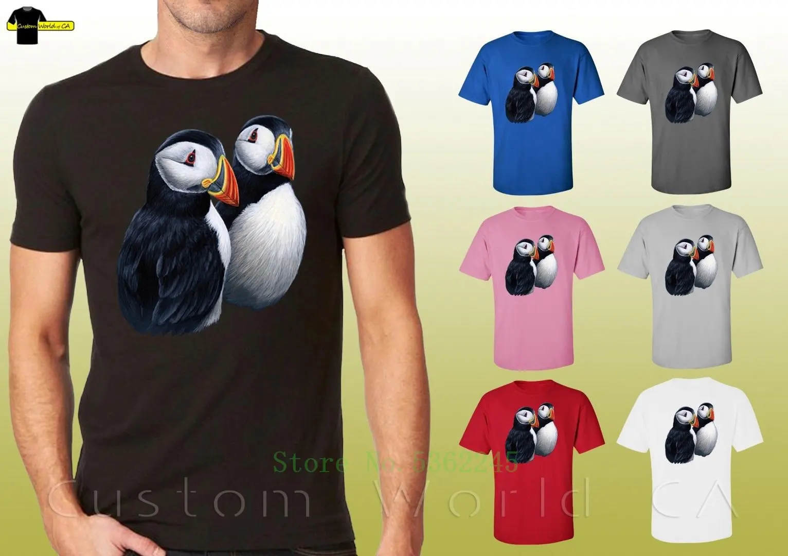 Puffin Shirts Penguin Designed Cute Bird Image Fashion T-Shirts Cartoon T Shirt Men Unisex New Tshirt Free |