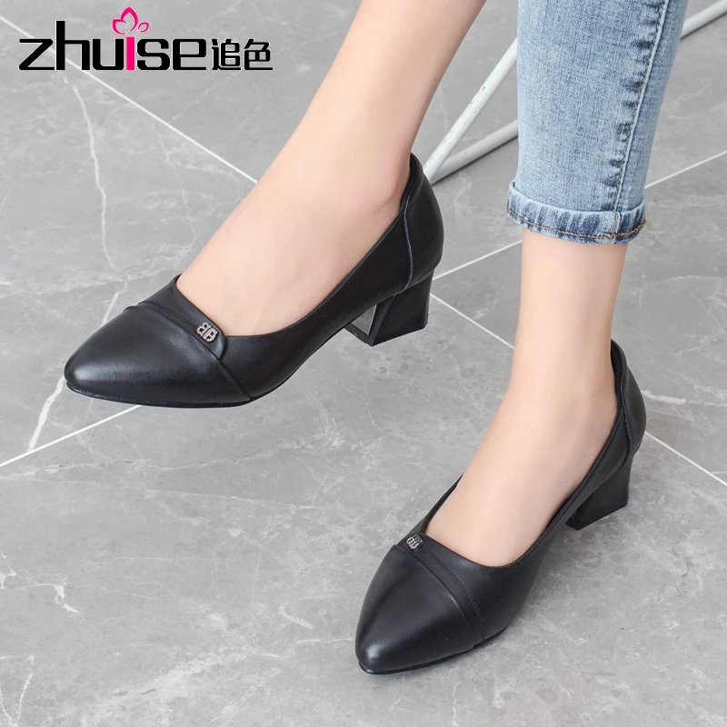 ZHUISE/женское платье большого размера Офисная Женская обувь из натуральной кожи на высоком каблуке Туфли