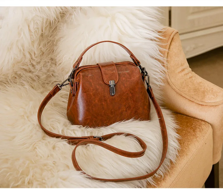 Doctoc Bag Women Leather Handbag 2019 Ladies Small Tote Purse Vintage Crossbody bag for Girls Padlock Messengers Black Brown RED (10)