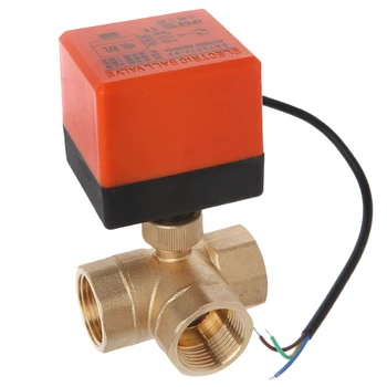 

AC220V 3 Way 3 Wire 2 Control Motorized Ball Valve Electric Actuator DN25
