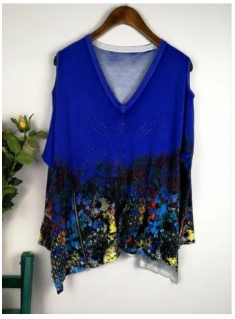 Carater espanhol новосс граус Impressos Blusas De Malha para o Outono e Inverno de