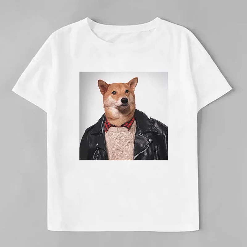 Детская футболка с надписью «duld Cute Husky» куртка для мальчиков с изображением кота Брюса, Шиба-ину, сыщика, Must-have забавные повседневные модные футболки для девочек в стиле Харадзюку - Цвет: 1736