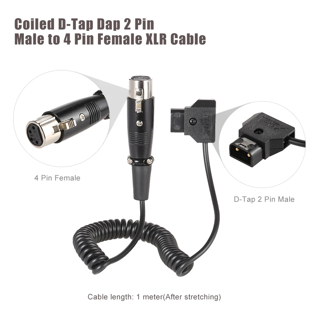 Andoer D-Tap Dap 2 контактный разъем для 4 Pin Женский XLR кабель 1 м Длина для цифровой однообъективной зеркальной камеры Мощность V-Mount