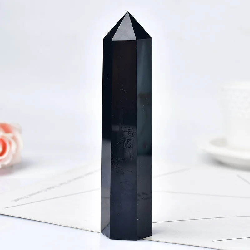 Description Picture 3 of item110-130mm Big Size Natural Crystal Point Obsidian Healing Stone Obelisk Tower Quartz Wand Ornament for Home Decor Energy Stone