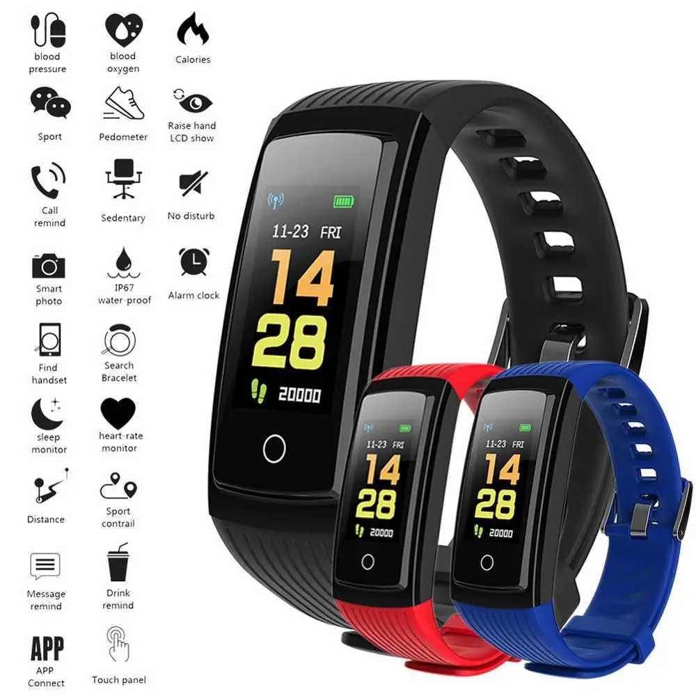 

Fitness Bracelet V5S Smart Bracelet Color Screen Fitness Traker Heart Rate Monitor Bluetooth Sport IP67 Waterproof Smart Band